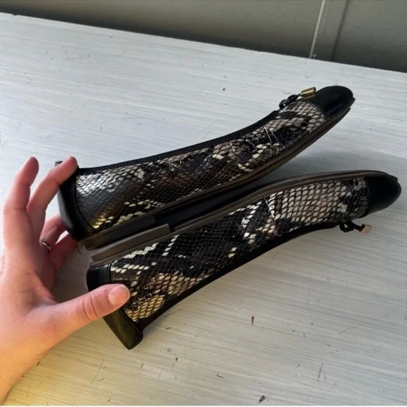 Vionic Minna Boa Ballet Flats Snakeskin Black Leather Bow Slip On Casual - 8.5 - Picture 8 of 10